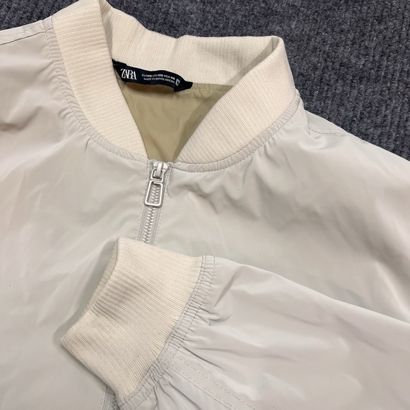 Zara Jackets & Blazers - Zara Women's Bomber Jacket Cream‎ Ivory Full Zip Windbreaker Outerwear Varsity